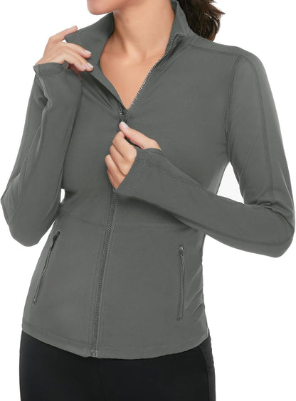 Women'S Workout Yoga Jacket Full Zip Running Athletic Track Jacket