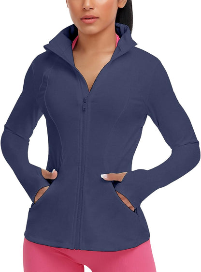 Women'S Workout Yoga Jacket Full Zip Running Athletic Track Jacket