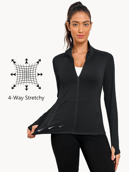 Women'S Workout Yoga Jacket Full Zip Running Athletic Track Jacket