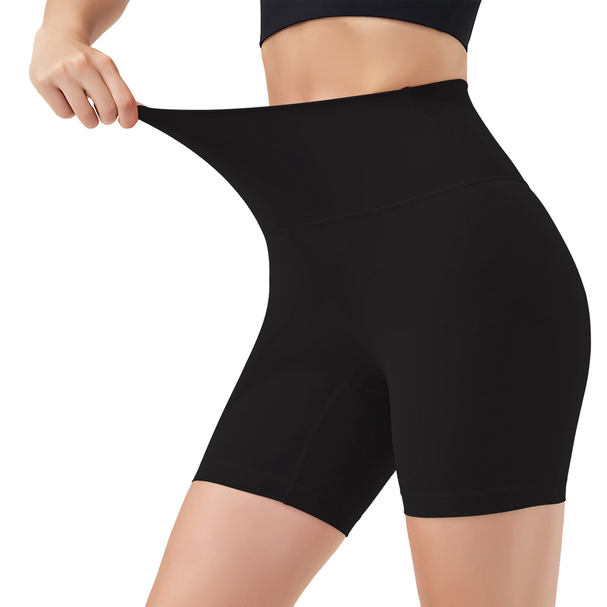 High-Waist Biker Shorts - Black