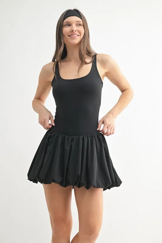 Bubble Active Mini Dress - Black shown on a model