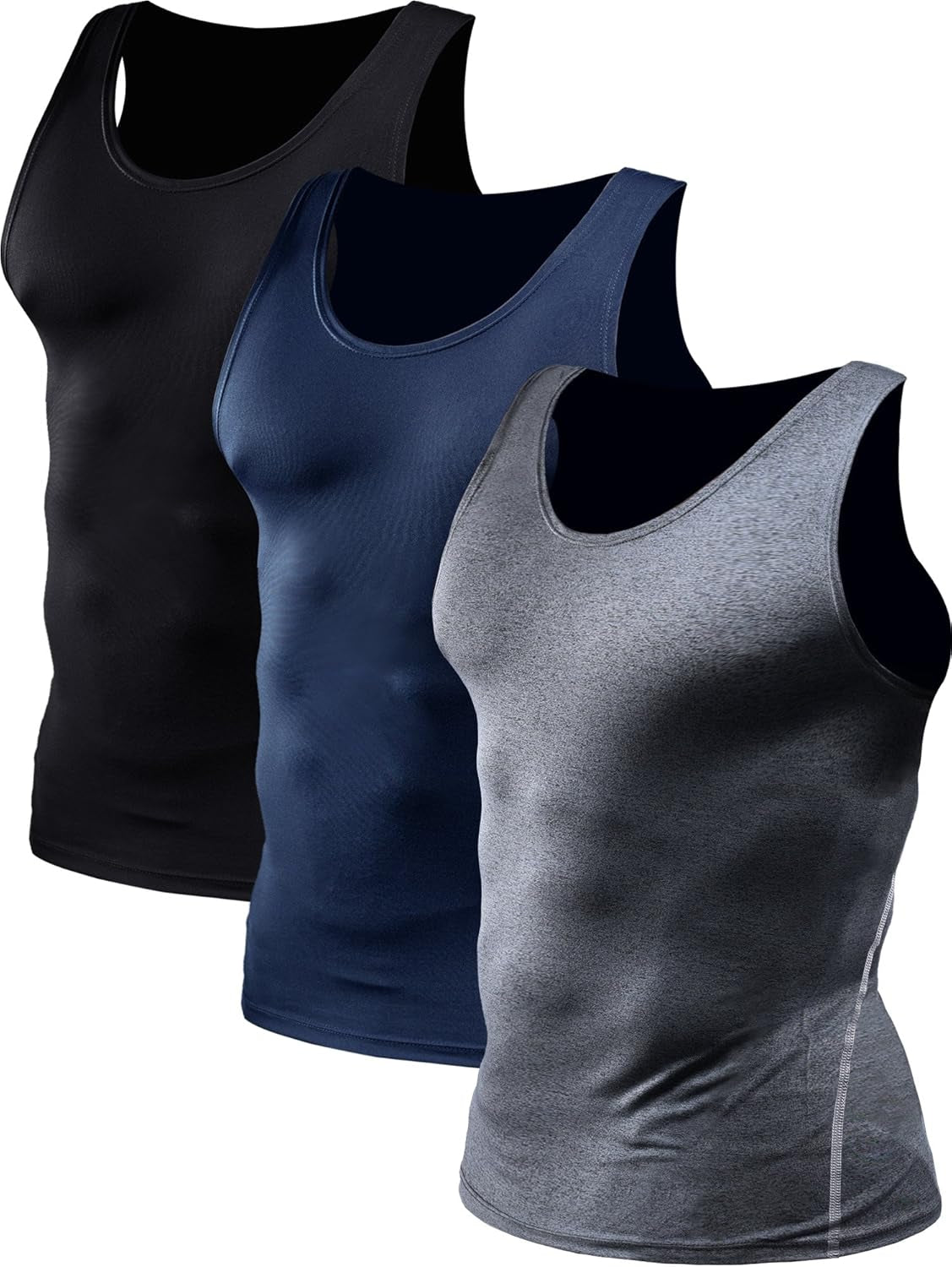 Men'S 3 Pack Athletic Compression under Base Layer Sport Tank Top