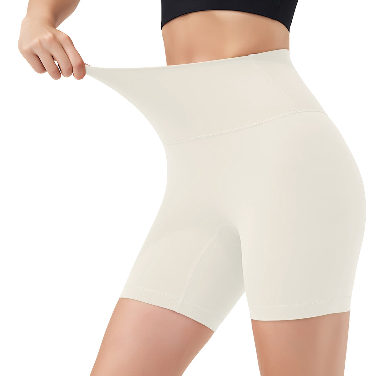 High-Waist Biker Shorts - Ivory