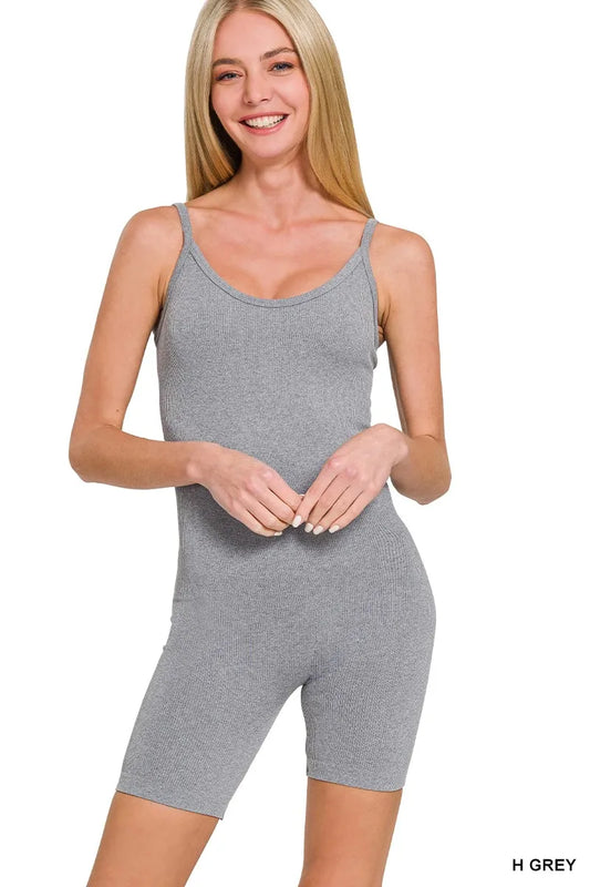 Ribbed Seamless Bodysuit - Heather Grey